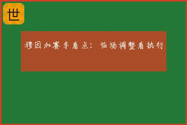 穆因加赛季看点：临场调整看执行